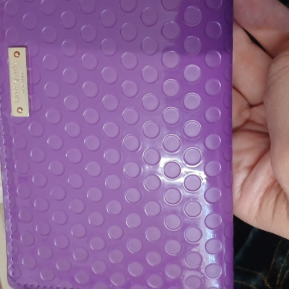 KATE SPADE ♠️ Carmine Street Bazookapik Purple Polka Dot Texture Snappy Wallet - Picture 7 of 11